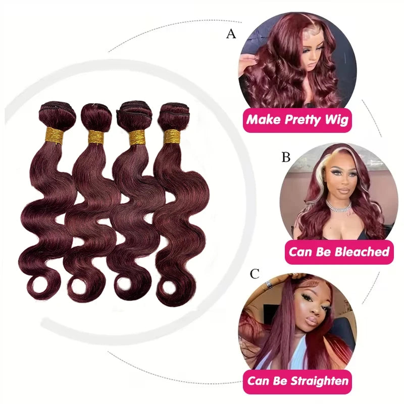 Burgundy Body Wave Human Hair Bundles