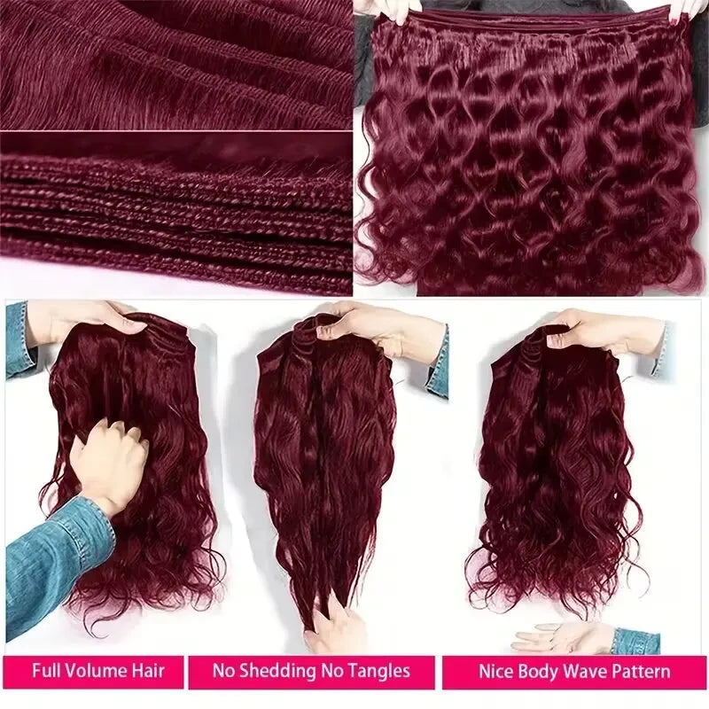 Burgundy Body Wave Human Hair Bundles