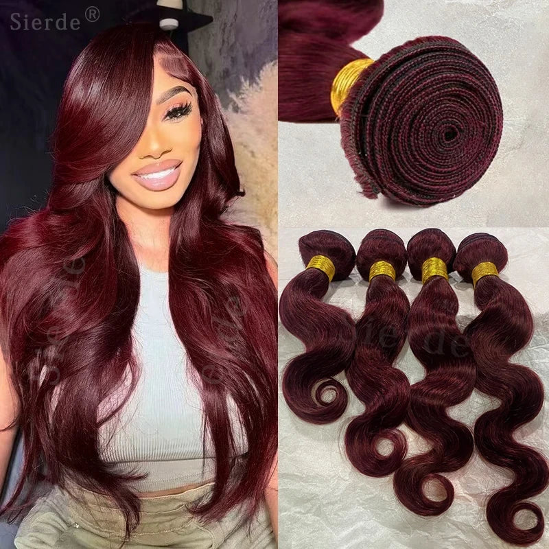 Burgundy Body Wave Human Hair Bundles