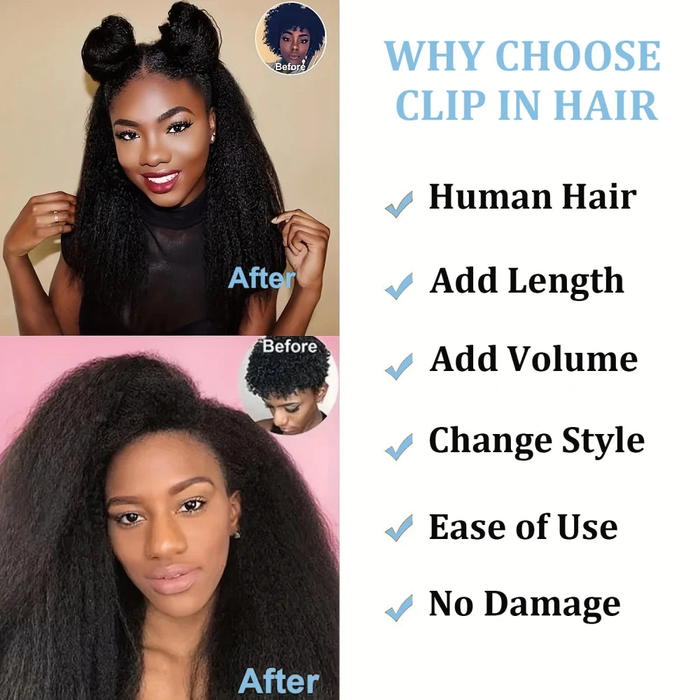 Kinky Straight Human Hair Extensions