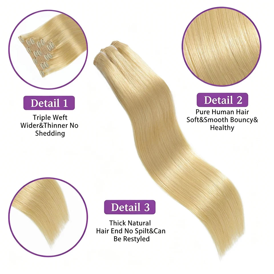 Bleach Blonde Human Hair Extensions