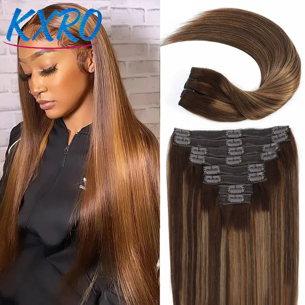 Highlight Straight Human Hair Extensions