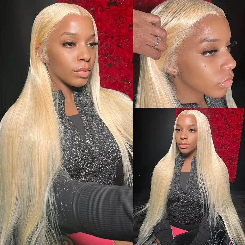 Straight Blonde Human Hair Lace Front Wig