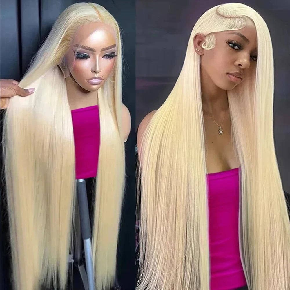 Straight Blonde Human Hair Lace Front Wig