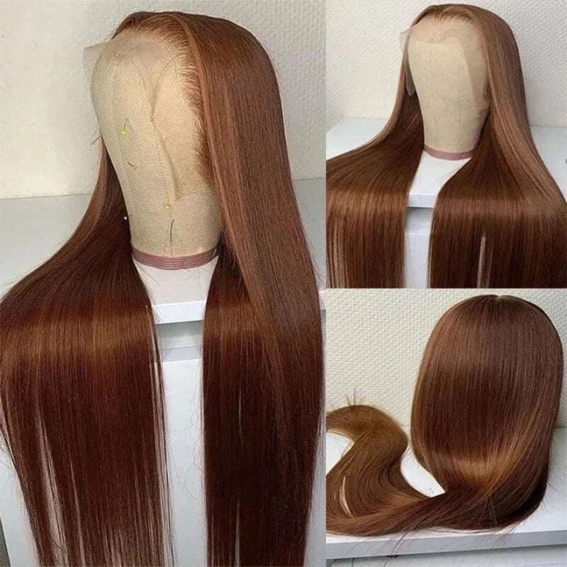 Chocolate Brown Human Hair Lace Front Wig