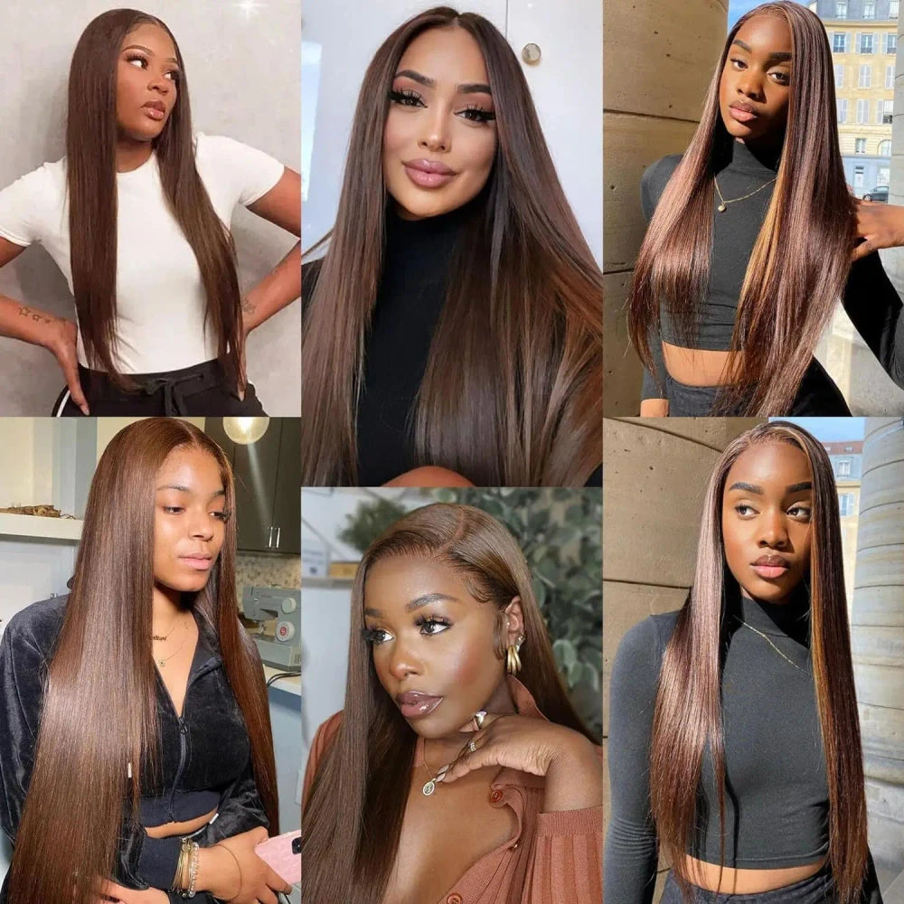 Chocolate Brown Human Hair Lace Front Wig