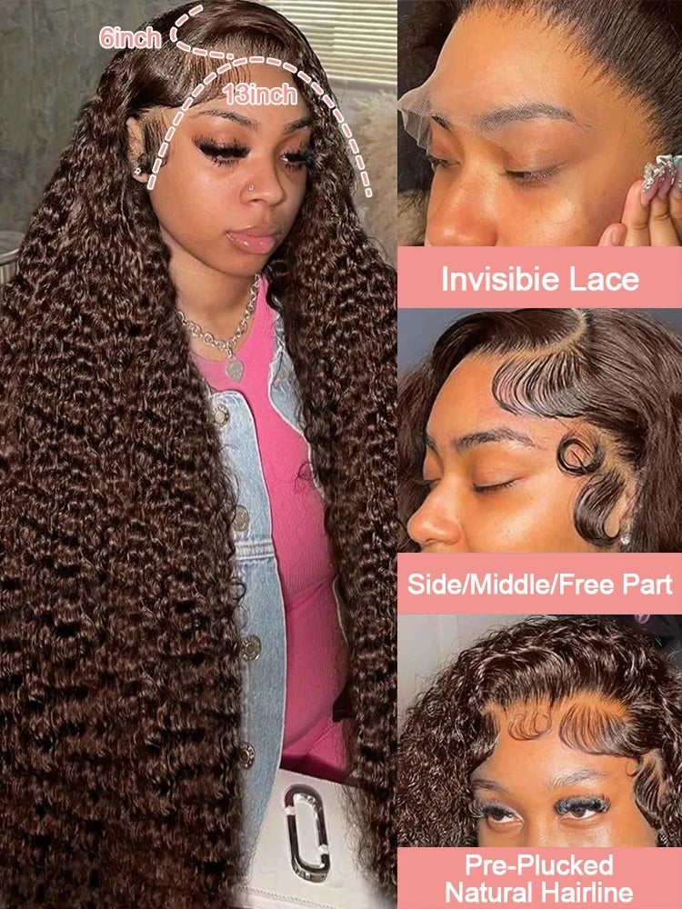 Chocolate Brown Deep Curly Lace Wig