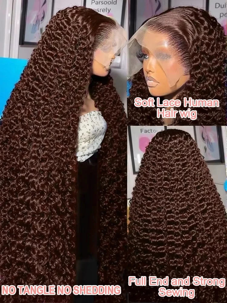 Chocolate Brown Deep Curly Lace Wig