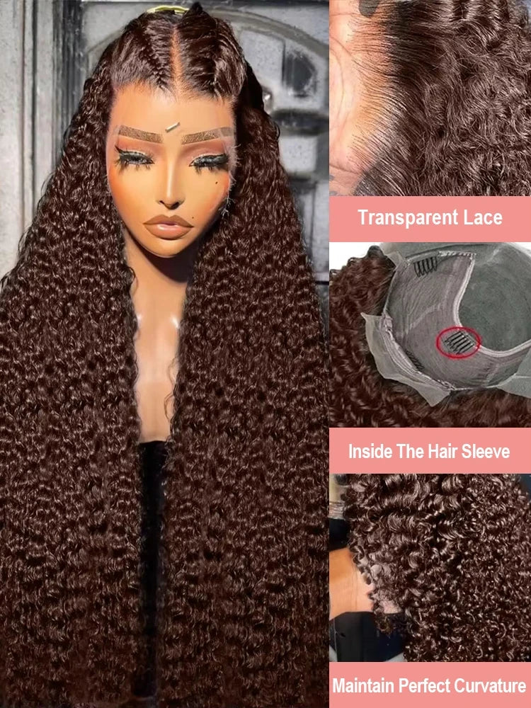 Chocolate Brown Deep Curly Lace Wig