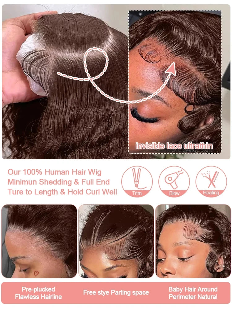 Chocolate Brown Deep Curly Lace Wig